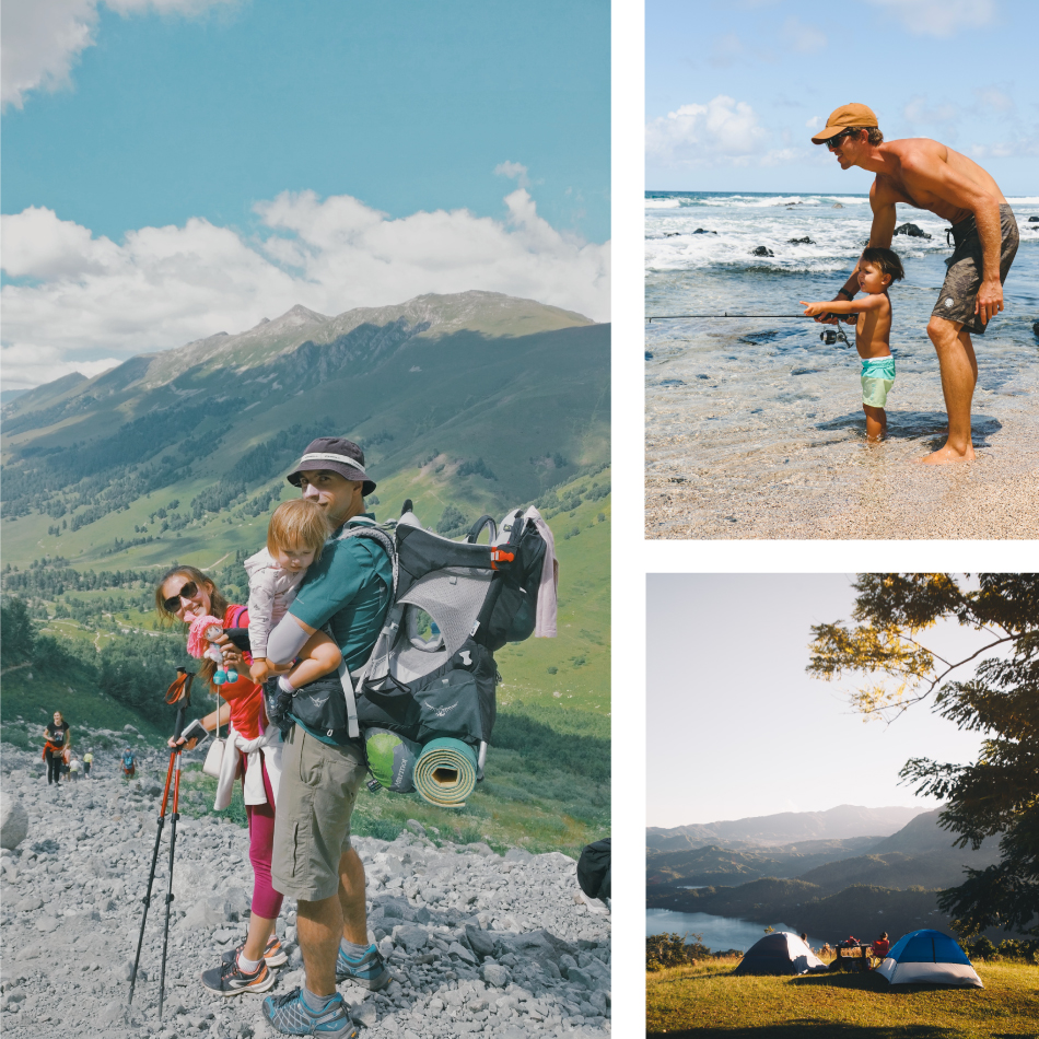 papá aventurero,surf ,cordillera , acampar 